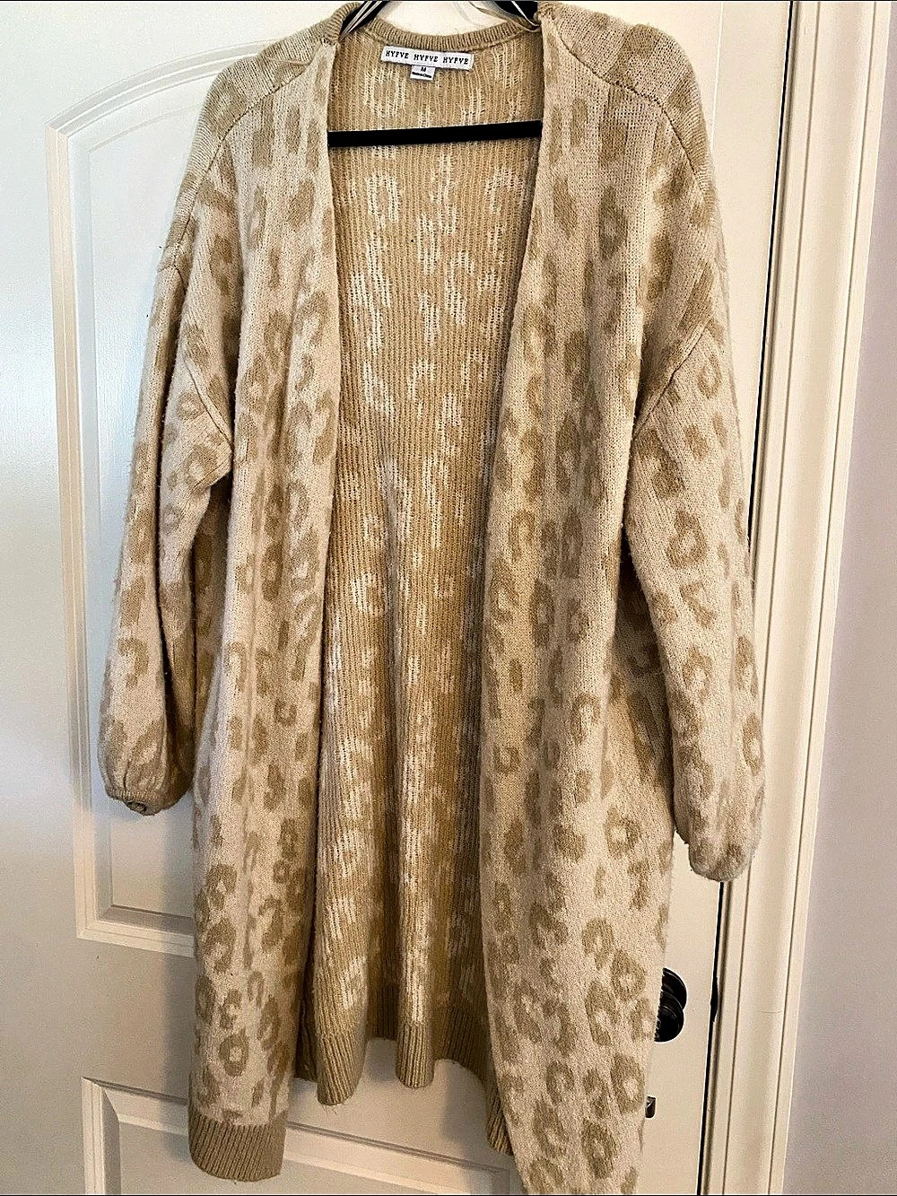 HYFVE Leopard Print Cardigan in Beige & Brown Size Medium